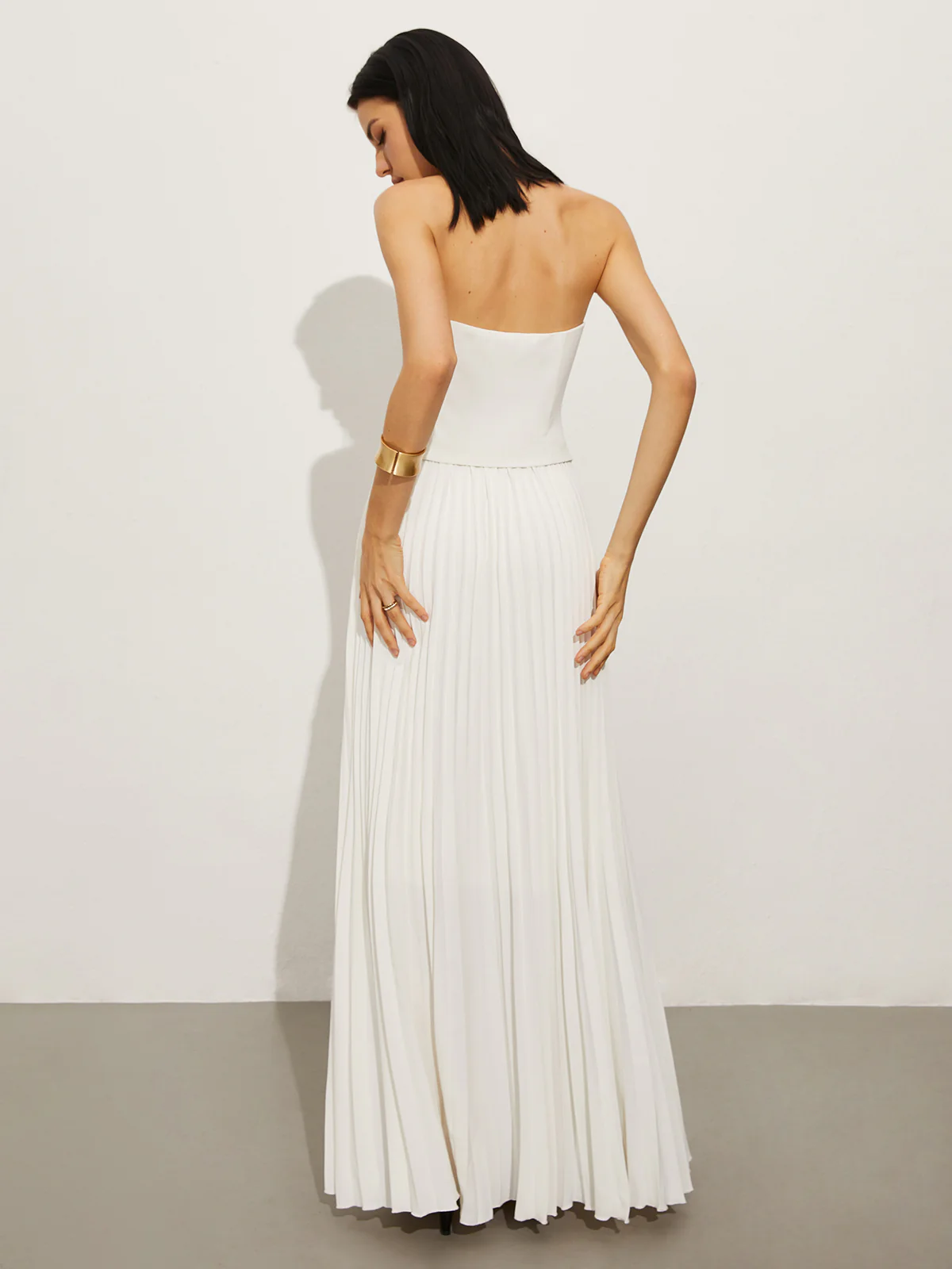 Wrap Off-Shoulder Pleated Dress - Image 6