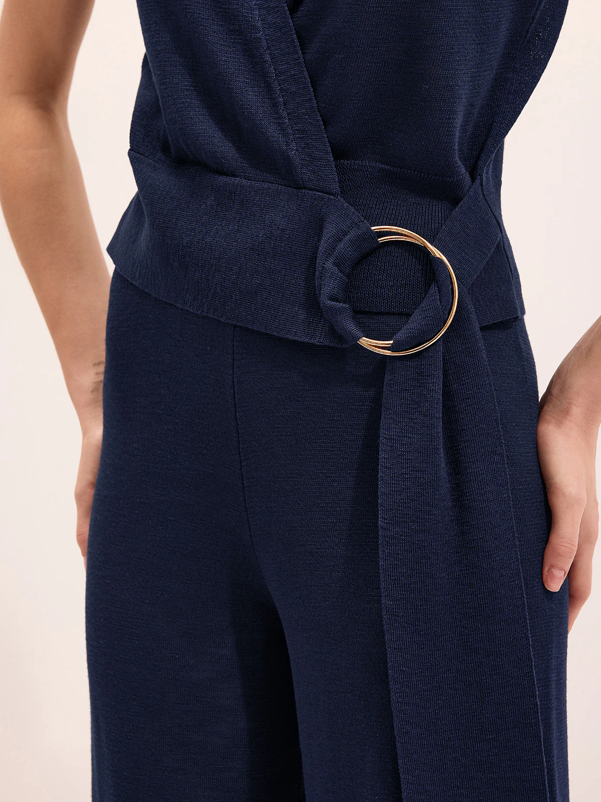 Wrap V-Neck Knit Top & Pants Set - Image 5