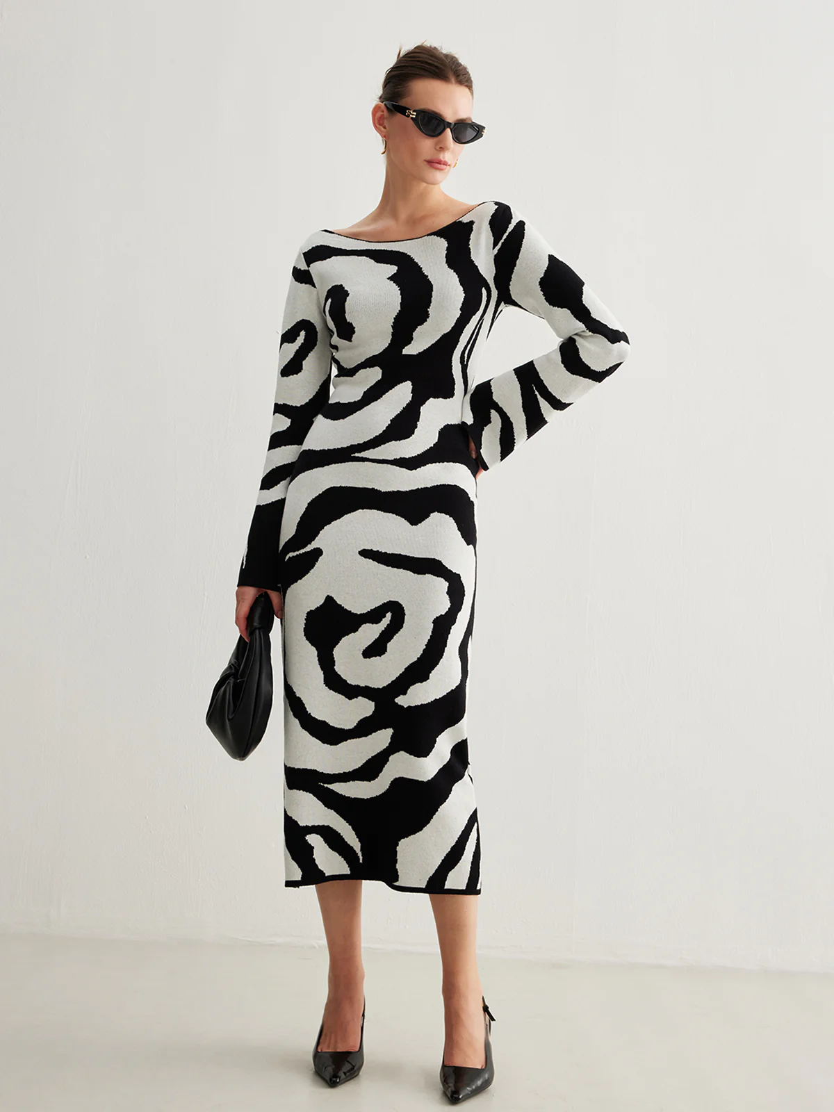 Zebra Bell Sleeve Sweater Dress - Image 5