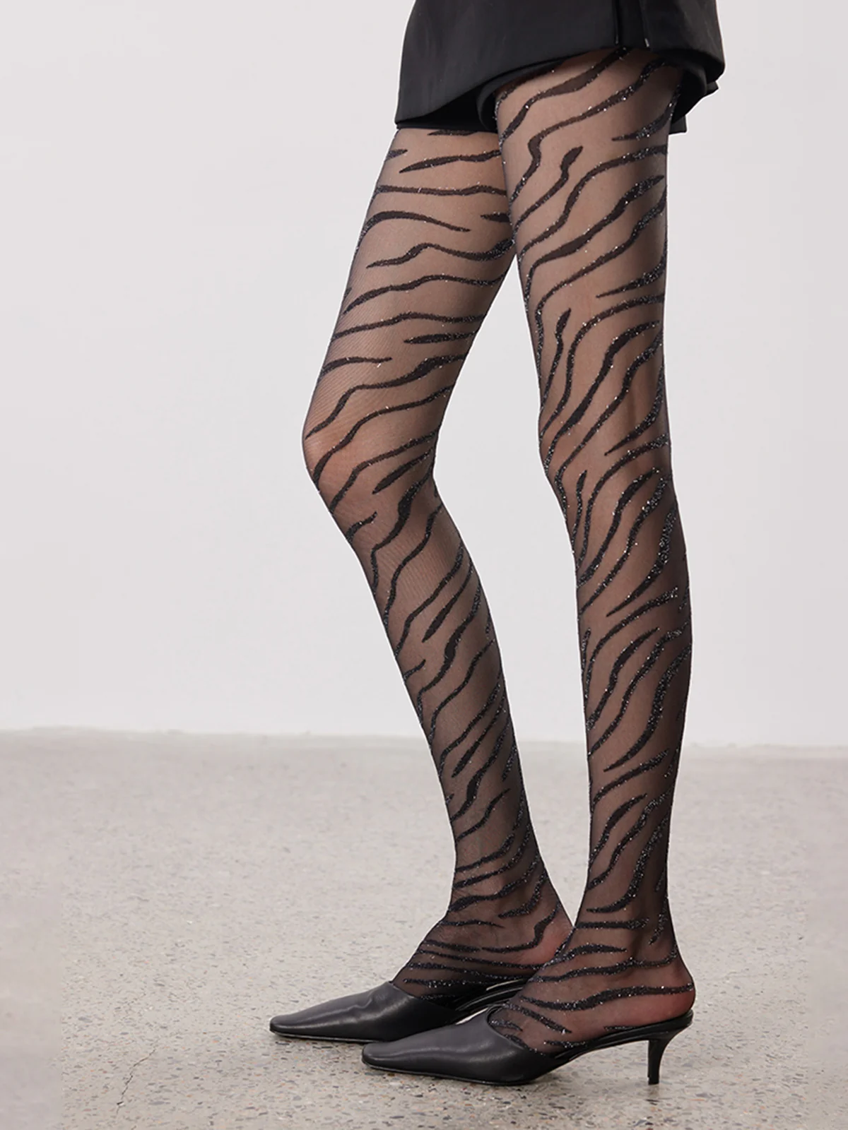 Zebra-Pattern Sheer Tights - Image 2