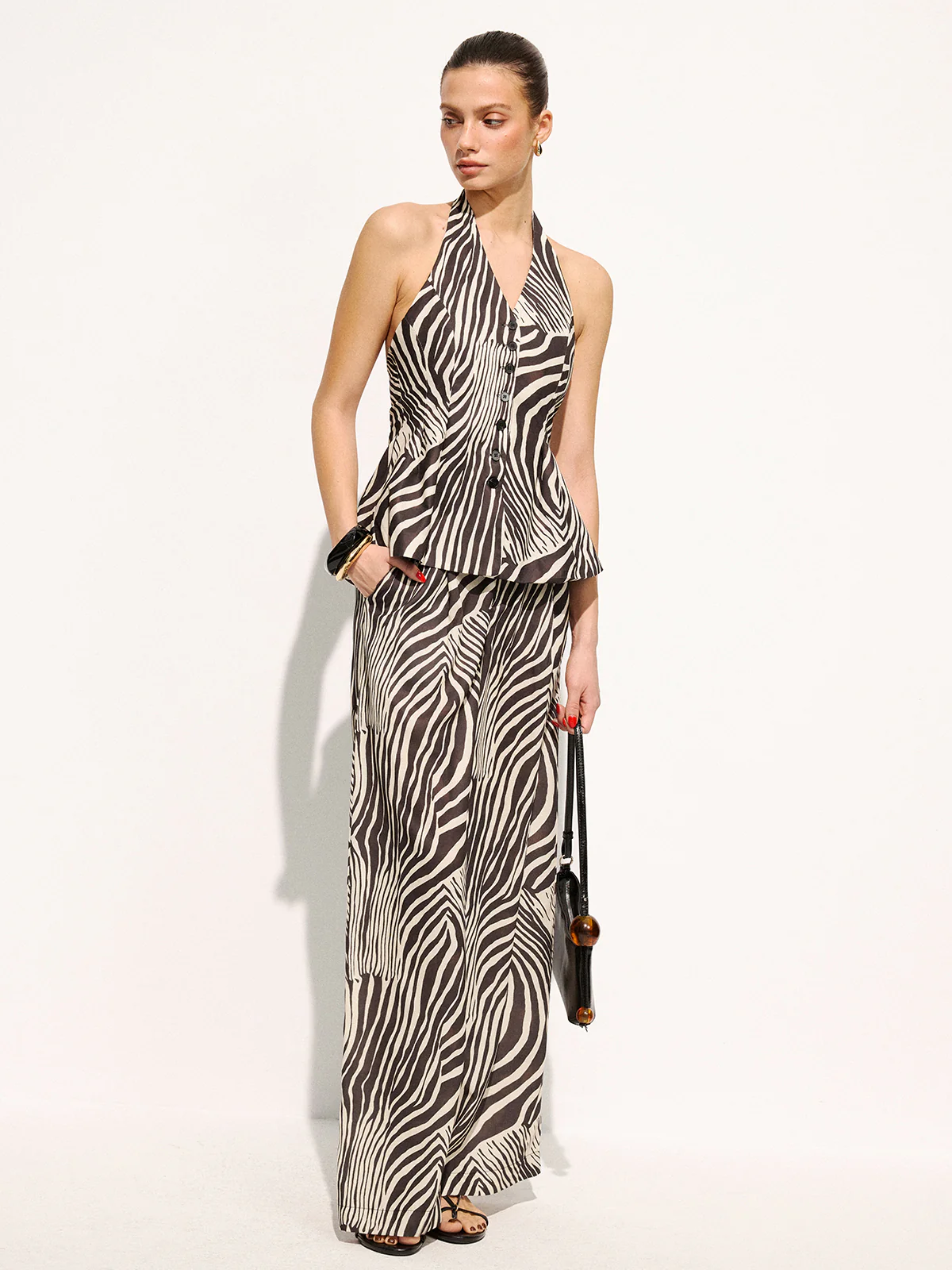 Zebra Print Halter Vest & Pants Set - Image 2