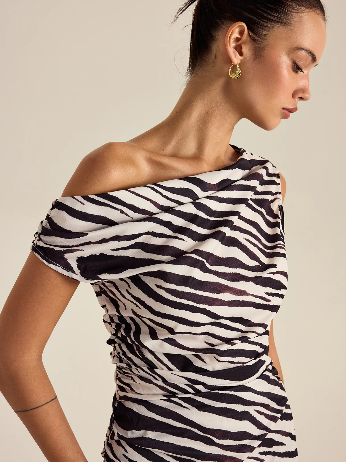 Zebra Print Off-Shoulder Top - Image 2