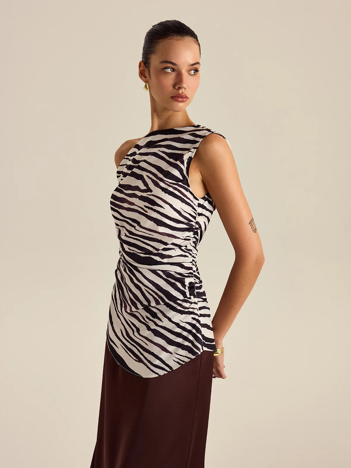 Zebra Print Off-Shoulder Top - Image 3