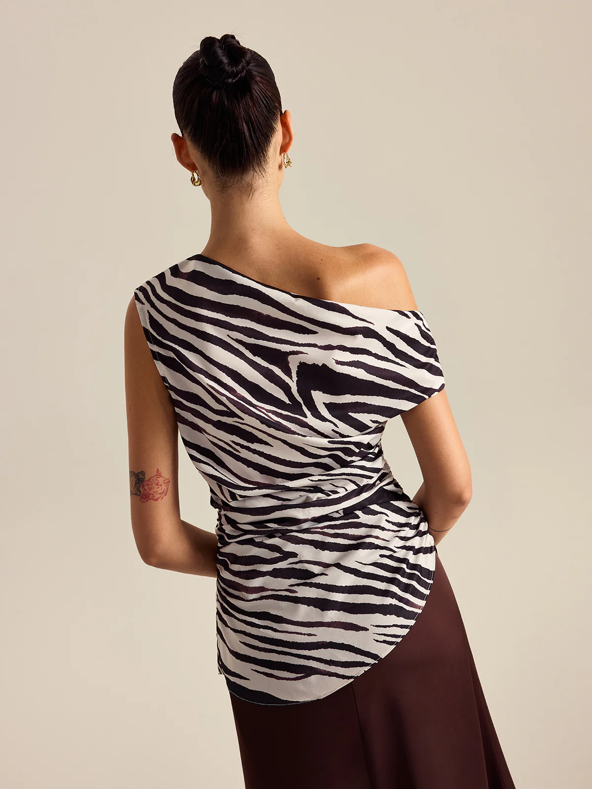 Zebra Print Off-Shoulder Top - Image 4
