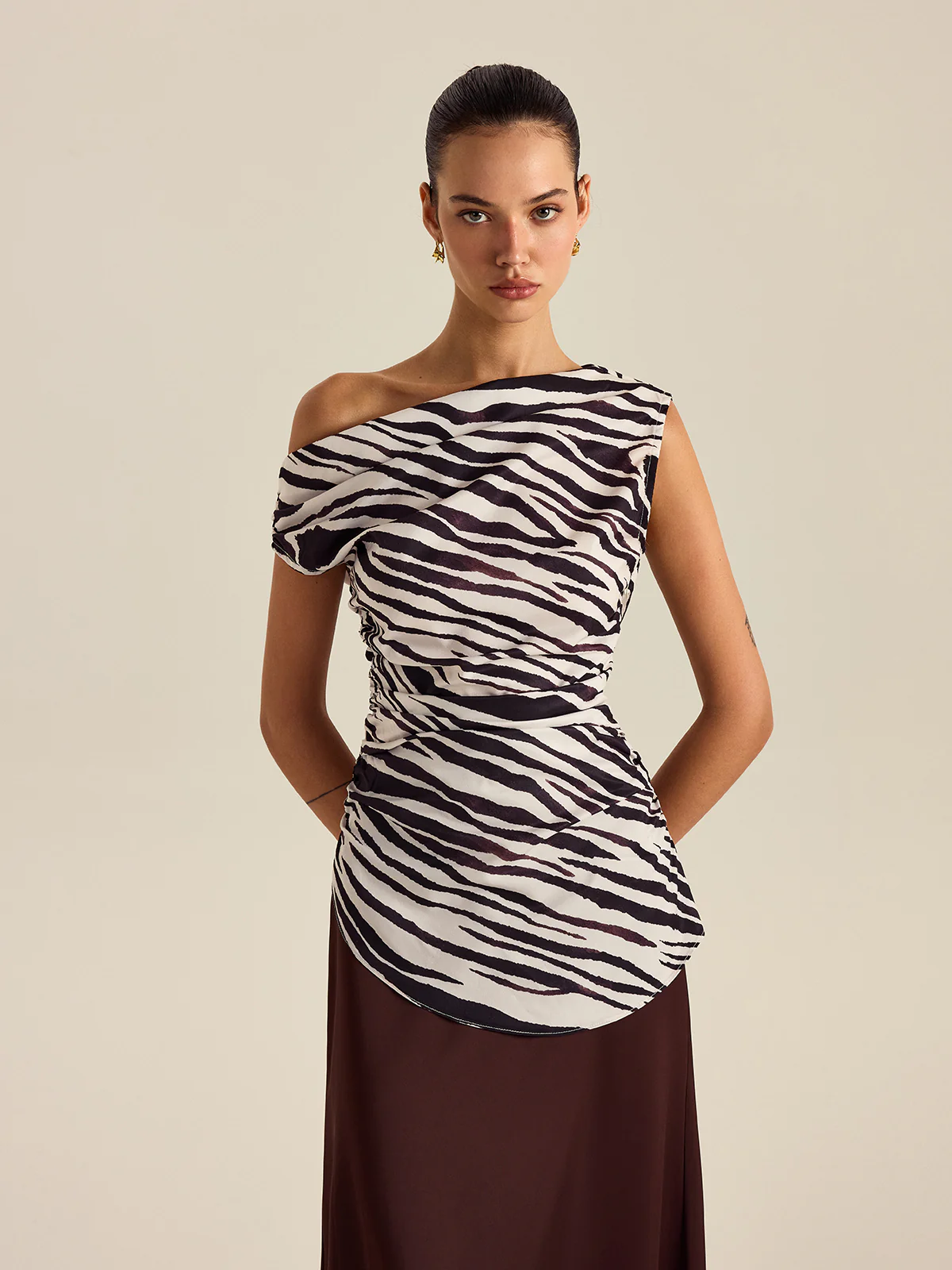 Zebra Print Off-Shoulder Top - Image 6