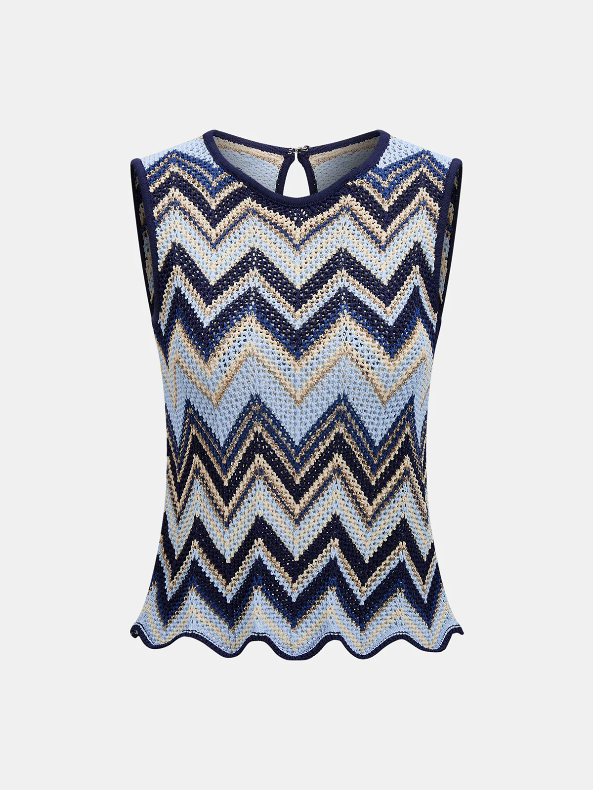 Zigzag Wave Crochet Sleeveless Knit Tank Top