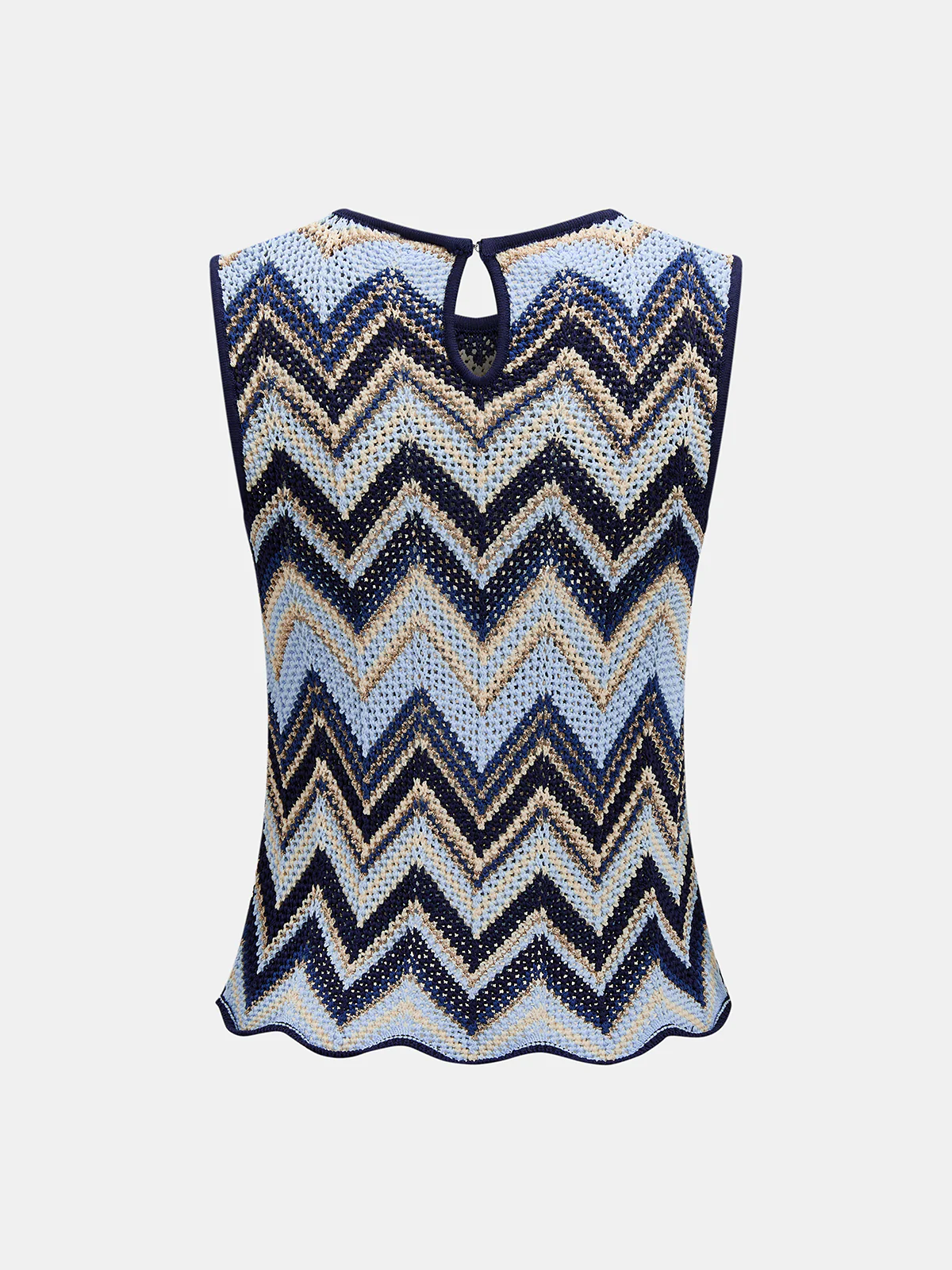 Zigzag Wave Crochet Sleeveless Knit Tank Top - Image 2