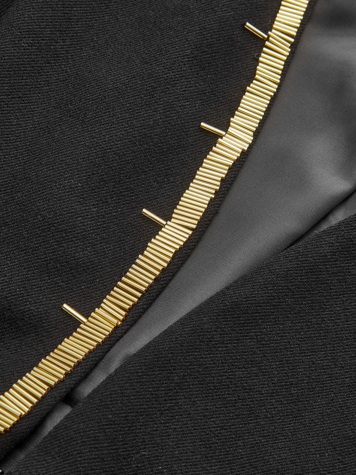 Zip-Front Gold Embellished Mini Dress - Image 3