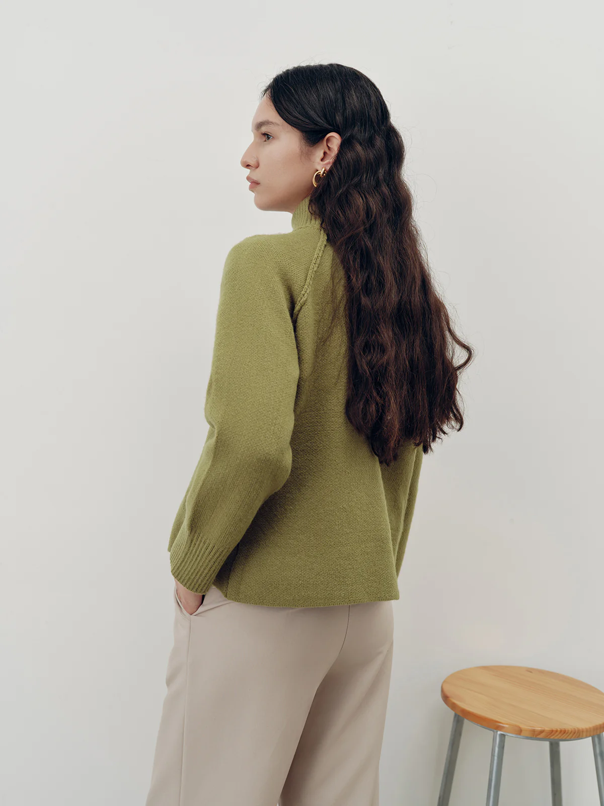 Zip-Up Turtleneck Knit Cardigan - Image 5