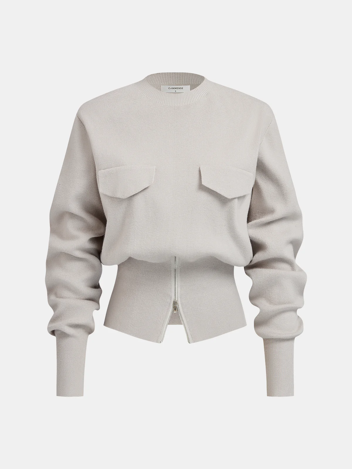 Zipper Cropped Sweater & Midi Skirt Set - Image 2