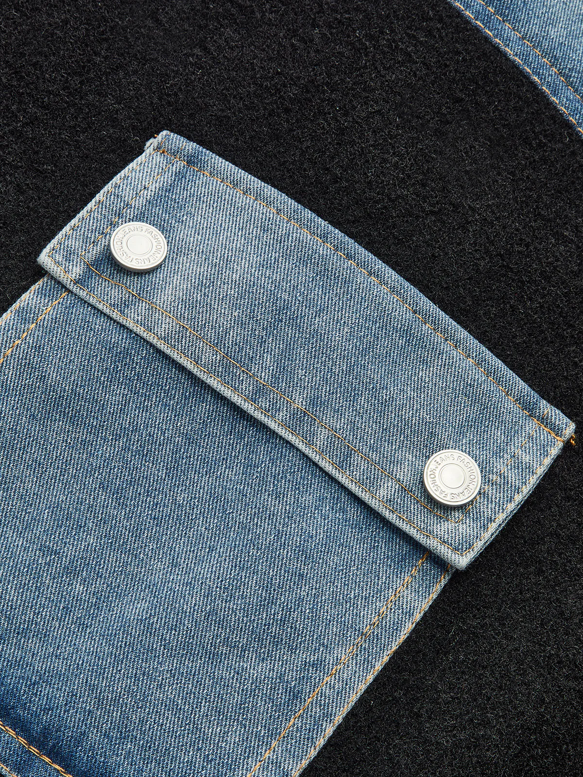 Zipper Denim Panel Knit Outerwear - Image 2