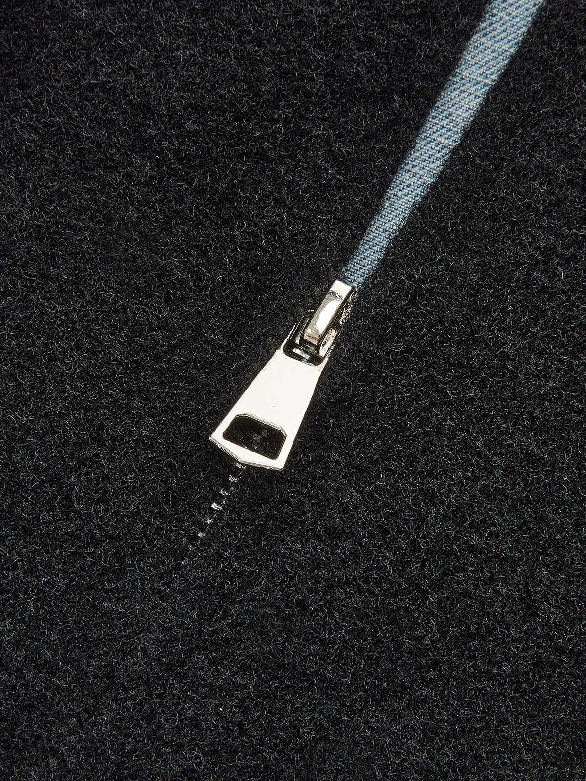 Zipper Denim Panel Knit Outerwear - Image 5