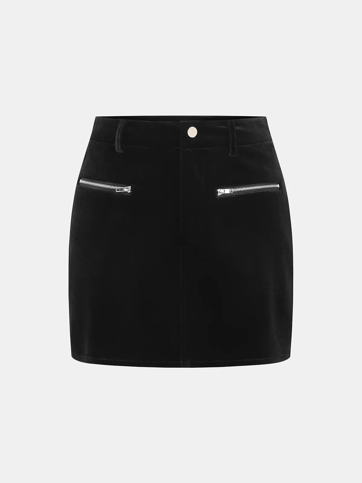 Zipper Detail Velvet Mini Skirt