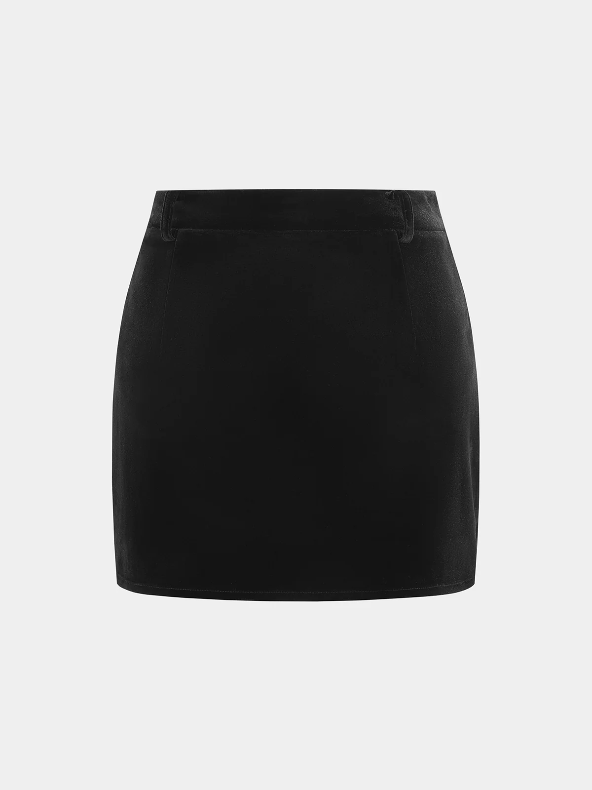 Zipper Detail Velvet Mini Skirt - Image 2