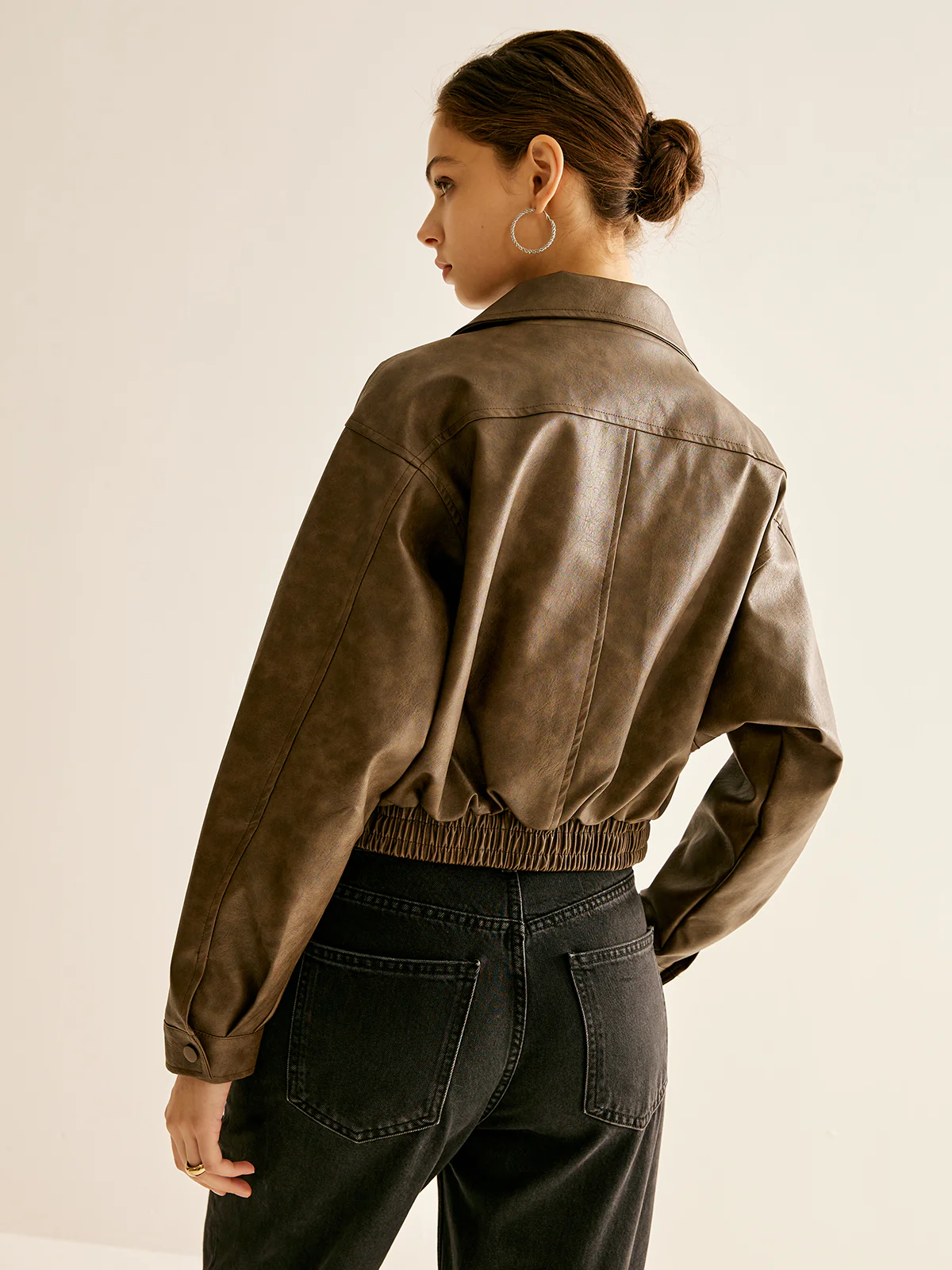 Zipper Faux Leather Jacket - Image 3