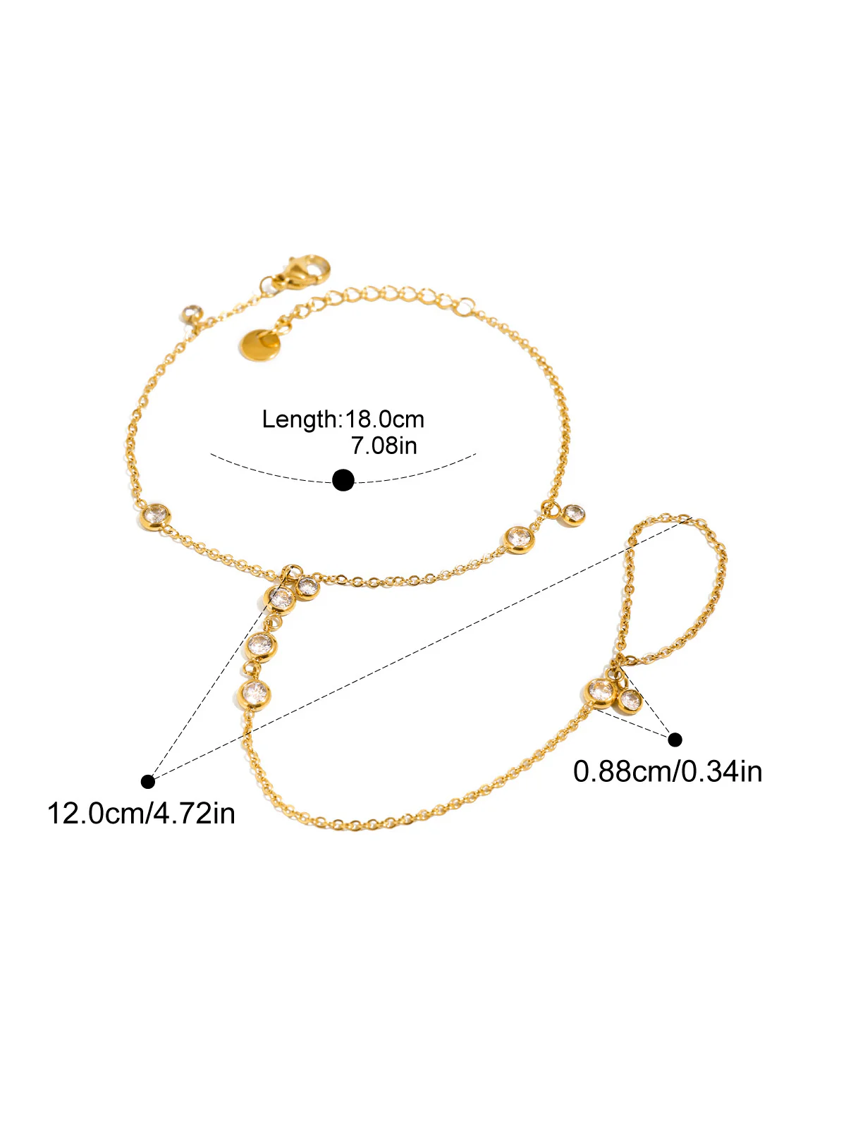 Zircon Accent Chain Finger Bracelet - Image 2