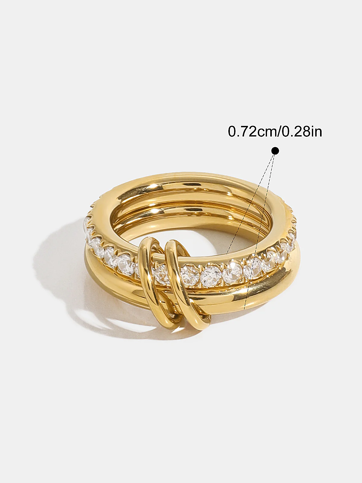Zircon Accent Double-Band Linked Ring - Image 2