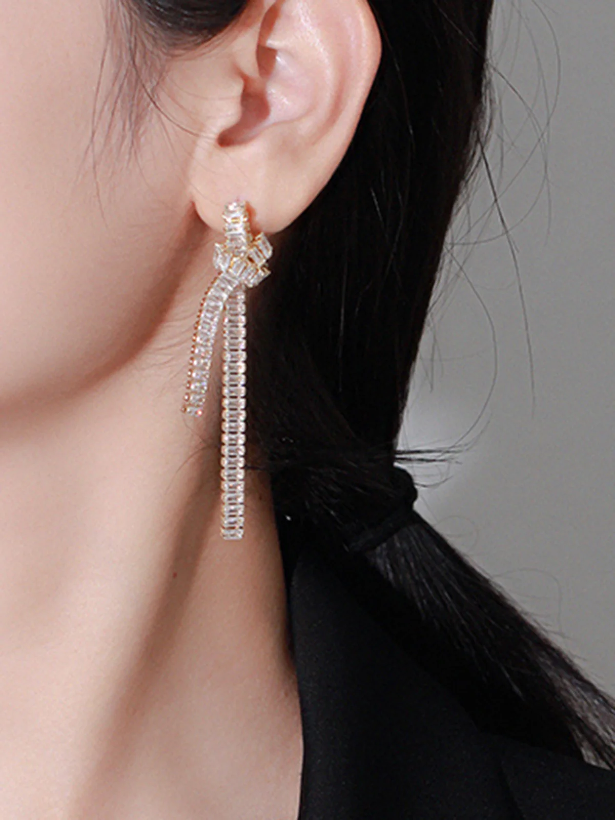 Zircon Creative Knotted Tassel Earrings - Image 3