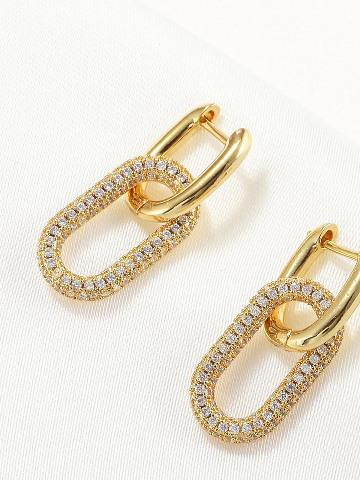Zircon Hoop Pendant Earrings - Image 3